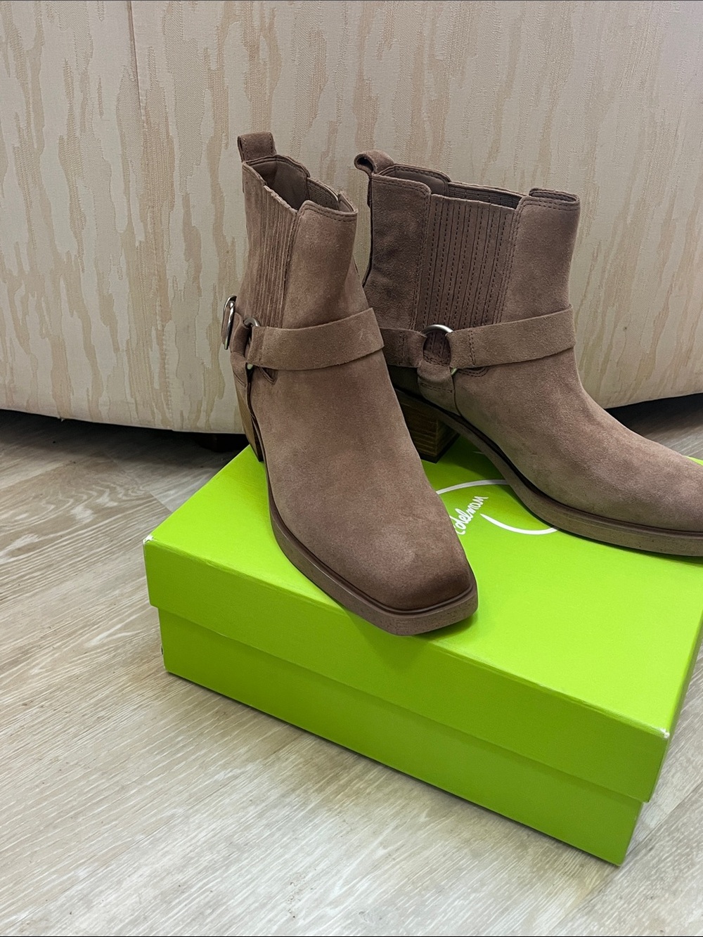 Sam Edelman Taupe Suede Short Biker/Western Style Boots, Sz 7.5, Brand New in Bo